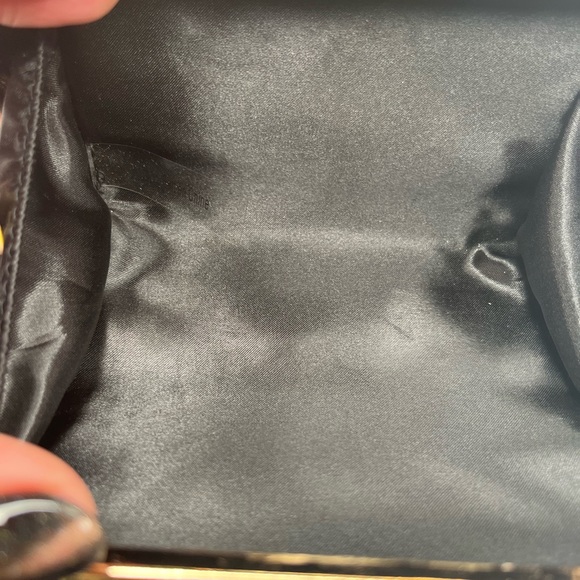 Vintage Black Leather Studded Clutch – Early 1980s – Handmade – Gold Metal Rivet - Picture 5 of 9